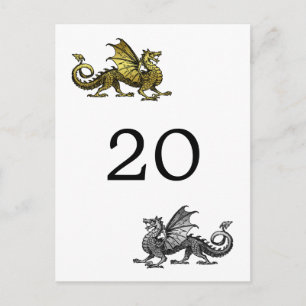 Gold Silver Dragon Tischnummer Postcard