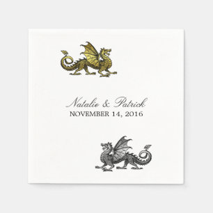 Gold Silver Dragon Wedding Paper Napkins Serviette
