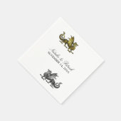 Gold Silver Dragon Wedding Paper Napkins Serviette (Ecke)
