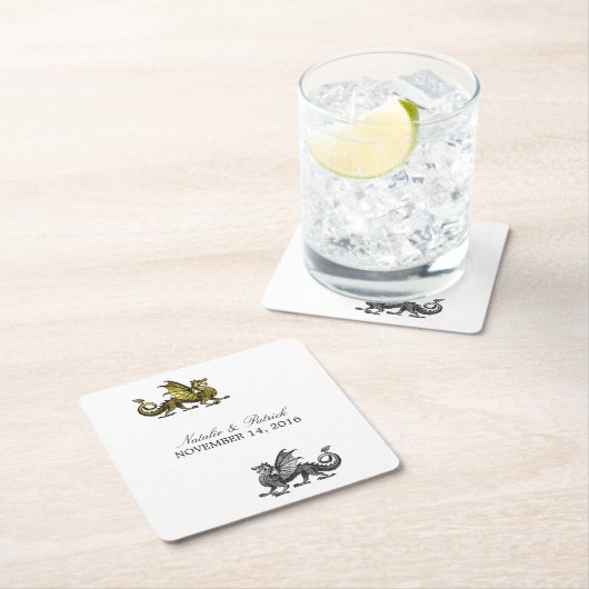 Gold Silver Dragon Wedding Paper Untersetzer (Vor Ort)