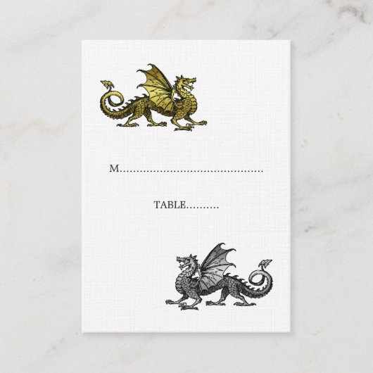 Gold Silver Dragon Wedding Platzkarte (Vorderseite)