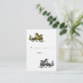 Gold Silver Dragon Wedding Platzkarte (Stehend Vorderseite)