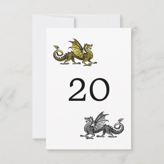 Gold Silver Dragon Wedding Table Card Einladung (Vorderseite)