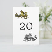 Gold Silver Dragon Wedding Table Card Einladung (Stehend Vorderseite)