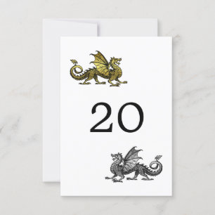 Gold Silver Dragon Wedding Table Card Einladung