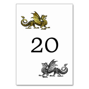Gold Silver Dragon Wedding Table Card Tischnummer