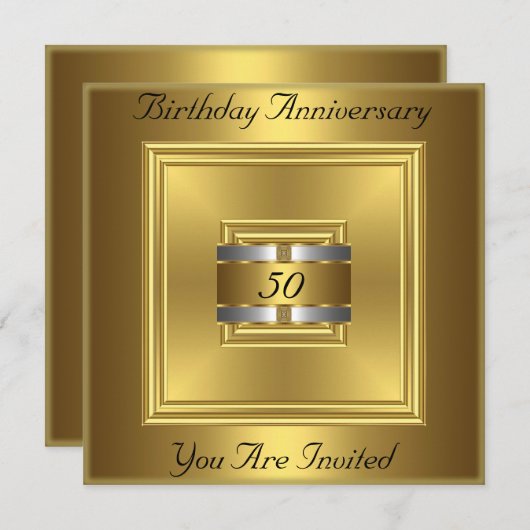 Gold Silver Einladung Geburtstagsfeier (Vorne/Hinten)