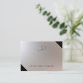 Gold Silver Elegante Monogram Modern Template Visitenkarte (Stehend Vorderseite)