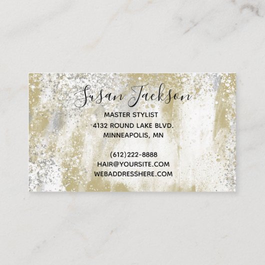 Gold Silver Eleganter Black Script Hair & Makeup B Visitenkarte (Rückseite)