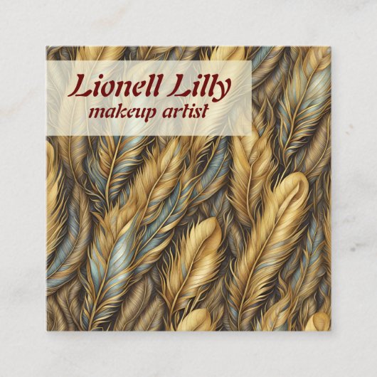 Gold Silver Feathers Quadratische Visitenkarte (Vorderseite)