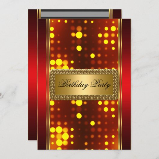 Gold Silver Fire Red Art Deco Einladung (Vorne/Hinten)