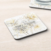 Gold Silver Fireworks New Year's Eve or Day Getränkeuntersetzer (Linke Seite)