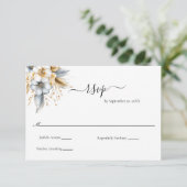 Gold Silver Floral Botanical Classic Wedding RSVP Karte (Stehend Vorderseite)