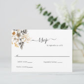 Gold Silver Floral Botanical Classic Wedding RSVP Karte (Stehend Vorderseite)