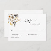 Gold Silver Floral Botanical Classic Wedding RSVP Karte (Vorne/Hinten)