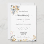 Gold Silver Floral Botanical Elegante Hochzeit Einladung (Vorderseite)