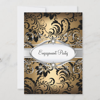 Gold Silver Floral Swirt Einladung