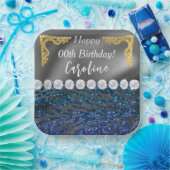 Gold Silver Foil & Dark Blue Zebra Print Birthday Pappteller (Party)