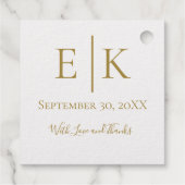 Gold Silver Foil Monogram Wedding Date Geschenkanhänger (Rückseite)