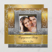 Gold Silver Foto der Anwenderpartei Einladung (Vorne/Hinten)