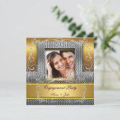 Gold Silver Foto der Anwenderpartei Einladung (Stehend Vorderseite)