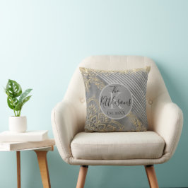Gold Silver Glittery Mandala Monogram Familienname Kissen