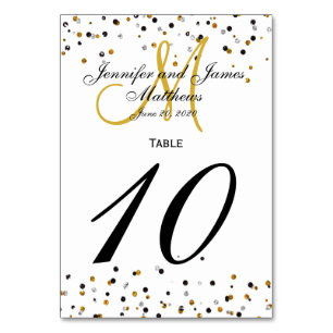 Gold Silver Glitz Glam Wedding Tischnummer Card
