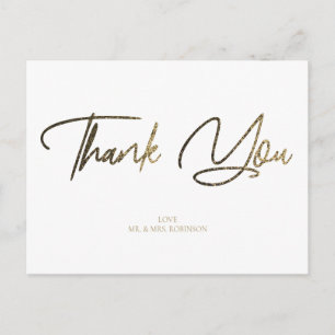Gold & Silver Glitzer Chic Black Danke für Ihre in Postkarte