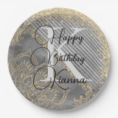 Gold SIlver Glitzer Mandala Monogram Birthday Pappteller (Vorderseite)