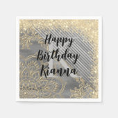 Gold Silver Glitzer Mandala Monogram Birthday Serviette (Vorderseite)