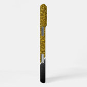 Gold Silver Glitzer Ombre Chic Name Monogram iPhone Hülle (Rechte Seite)