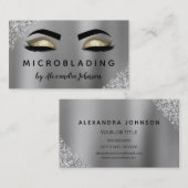 Gold Silver Glitzer Sparkle Eyelashes Microblading Visitenkarte (Vorne/Hinten)