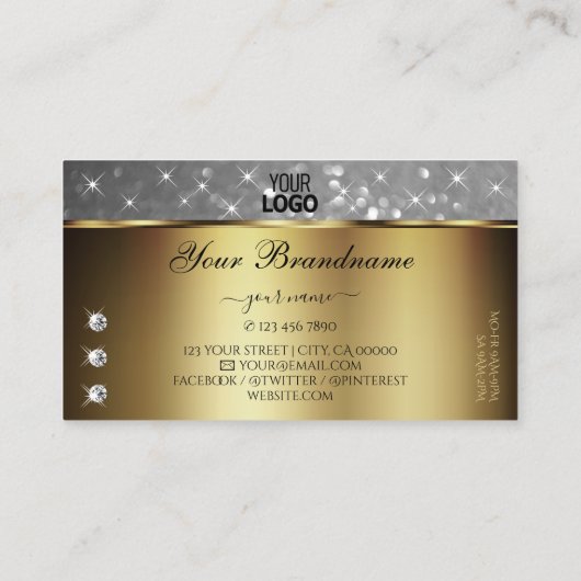 Gold Silver Glitzer Sparkle Stars Jewels hinzufüge Visitenkarte (Rückseite)