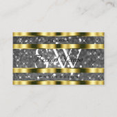 Gold Silver Glitzer Stars Monogram Noble Visitenkarte (Vorderseite)