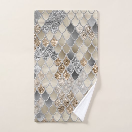Gold Silver Gray Mermaid Scales Glam #1 Badhandtuch Set (Handtuch)