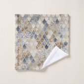 Gold Silver Gray Mermaid Scales Glam #1 Badhandtuch Set (Waschlappen)