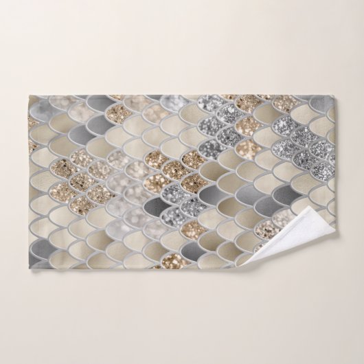 Gold Silver Gray Mermaid Scales Glam #1 Badhandtuch Set (Handtuch)