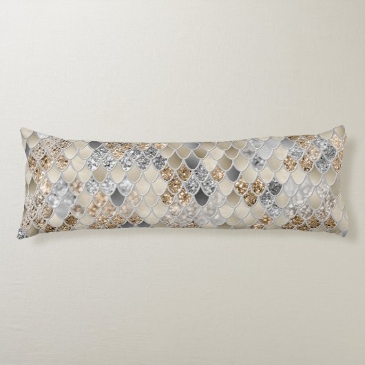 Gold Silver Gray Mermaid Scales Glam #1 Seitenschläferkissen (Vorderseite)