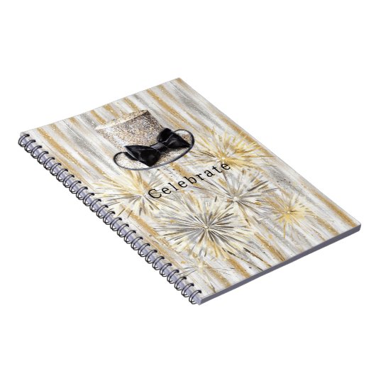 Gold Silver Hat New Year Notizblock (Rechte Seite)