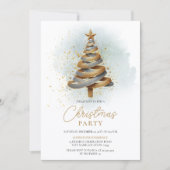 Gold Silver Imitats Glitzer Tree Weihnachten Party Einladung (Vorderseite)