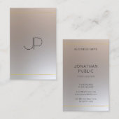 Gold Silver Look Mit Monogramm Moderne Beruflich Visitenkarte (Vorne/Hinten)