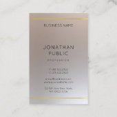 Gold Silver Look Mit Monogramm Moderne Elegant Visitenkarte (Rückseite)