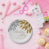 Gold Silver Married and Merry Christmas Party Pappteller (Party)