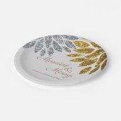 Gold Silver Married and Merry Christmas Party Pappteller (Schrägansicht)