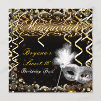 Gold & Silver Masquerade Maske Geburtstagsparty Einladung