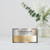 Gold Silver Metallic Shine Border Visitenkarte (Stehend Vorderseite)