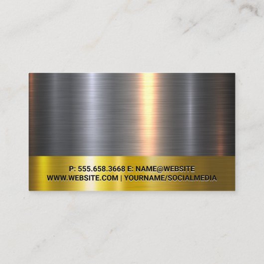 Gold Silver Metallic Shine Trim QR Code Visitenkarte (Rückseite)