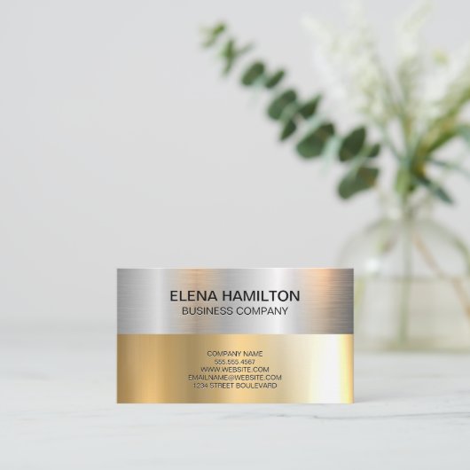 Gold Silver Metallic Shine Visitenkarte (Stehend Vorderseite)