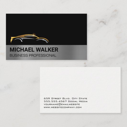 Gold Silver Modern Logo | Auto Visitenkarte (Vorne/Hinten)