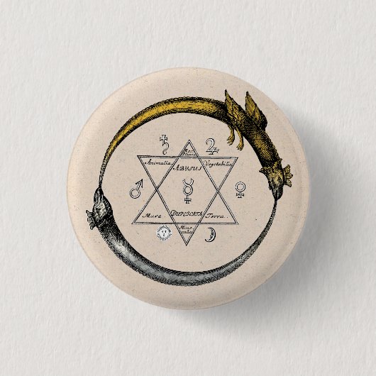 Gold & Silver Ouroboros Symbol Button (Vorderseite)